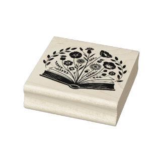 Blumen in einem Buch Gummistempel