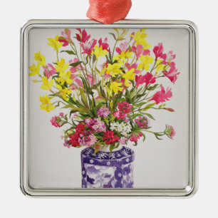 Blumen in einem chinesischen Glas Ornament Aus Metall