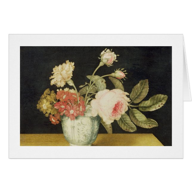 Blumen in einem Delft-Glas (Öl auf Platte) (Vorderseite (Horizontal))