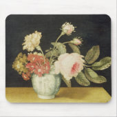 Blumen in einem Delft-Glas (Öl auf Platte) Mousepad (Vorne)
