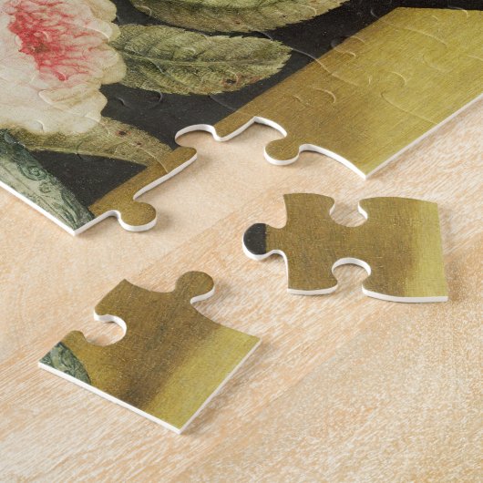 Blumen in einem Delft-Glas (Öl auf Platte) Puzzle (Seite)