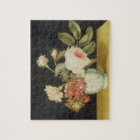 Blumen in einem Delft-Glas (Öl auf Platte) Puzzle (Vertikal)