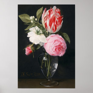 Blumen in einem Glasvase Poster