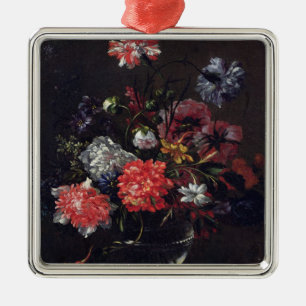 Blumen in einem Glasvase Silbernes Ornament