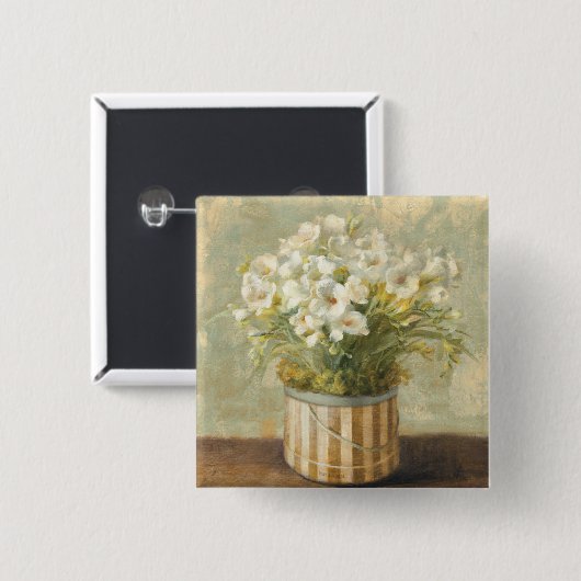 Blumen in einem Hut-Kasten Button (Vorne & Hinten)