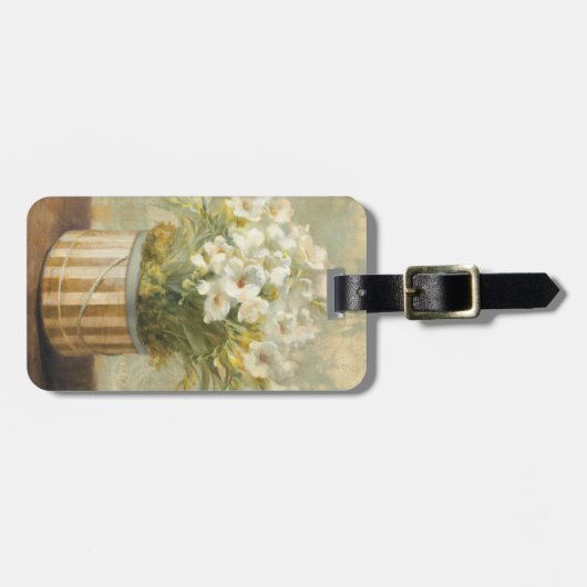 Blumen in einem Hut-Kasten Gepäckanhänger (Vorderseite horizontal)