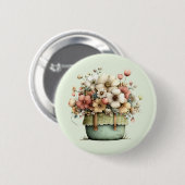 Blumen in einem Topf Gemütlich Shabby Cute Button (Vorne & Hinten)