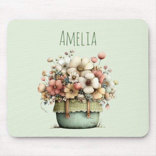 Blumen in einem Topf Gemütlich Shabby Cute Mousepad (Vorne)