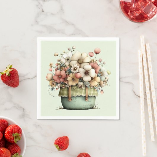 Blumen in einem Topf Gemütlich Shabby Cute Serviette (Beispiel)
