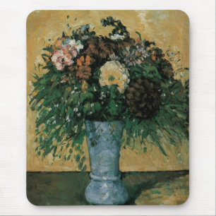 Blumen in einer blauen Vase von Paul Cezanne Vinta Mousepad