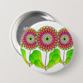 Blumen in einer Reihe Button (Vorne & Hinten)