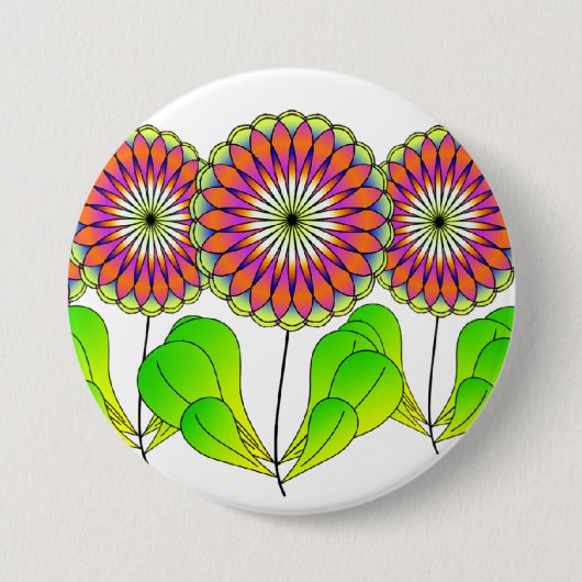 Blumen in einer Reihe Button (Vorderseite)
