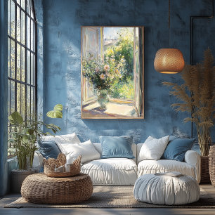 Blumen in einer Vase am sonnendurchfluteten Fenste Poster