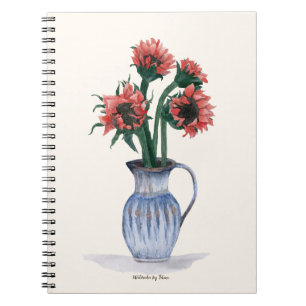 Blumen in einer Vase Aquarell Notizblock