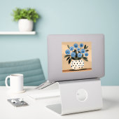 Blumen in einer Vasemit Punkten Aufkleber (Laptop auf Schreibtisch)