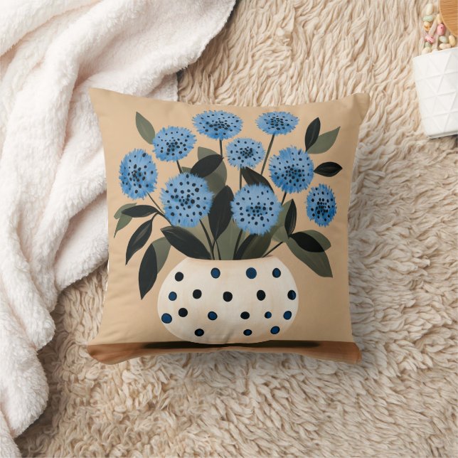 Blumen in einer Vasemit Punkten Kissen (Decke)