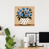 Blumen in einer Vasemit Punkten Poster (Heimbüro)