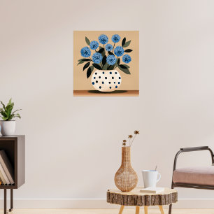 Blumen in einer Vasemit Punkten Poster