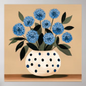 Blumen in einer Vasemit Punkten Poster (Vorne)