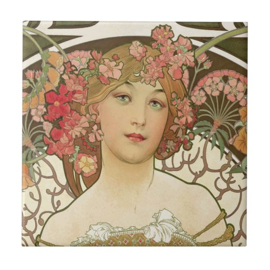 Blumen in ihrem Haar Fliese (Vorderseite)