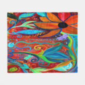 Blumen in kräftigen Farben Orange, Blaugrün Fleecedecke (Vorderseite (Horizontal))