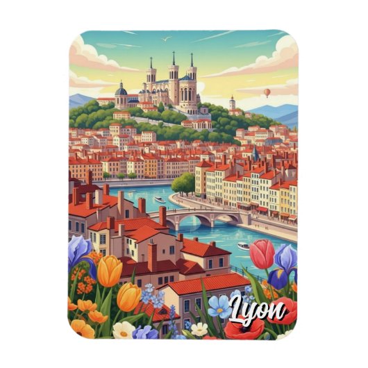 Blumen in Lyon Frankreich Basilika Reise Magnet (Vertikal)