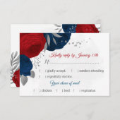 Blumen in Rot- und Marineblau - Auswahl zum Abende RSVP Karte (Vorne/Hinten)