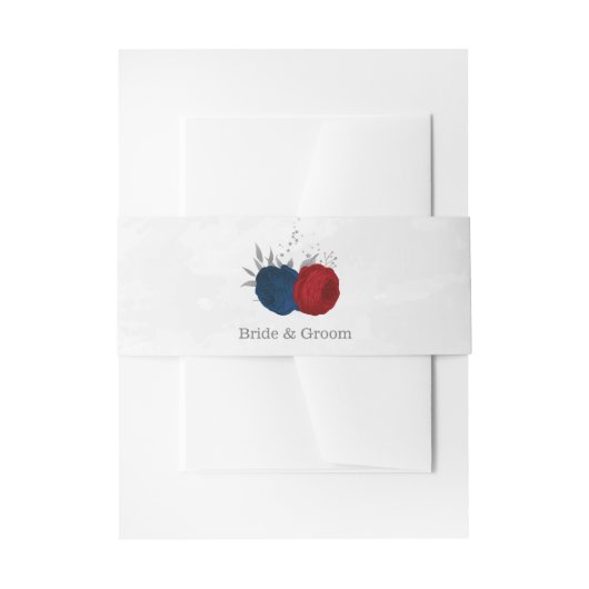 Blumen in Rot- und Marineblau Einladungsbanderole (Vorderseite Beispiel)