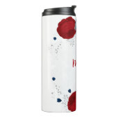 Blumen in Rot- und Marineblau, silber botanisch Thermosbecher (Nach links gedreht)