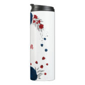 Blumen in Rot- und Marineblau, silber botanisch Thermosbecher (Nach rechts gedreht)