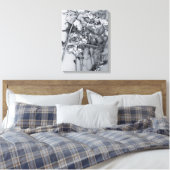 Blumen in Schwarz und Weiß Leinwanddruck (Insitu (Schlafzimmer))