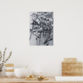 Blumen in Schwarz und Weiß Poster (Küche)