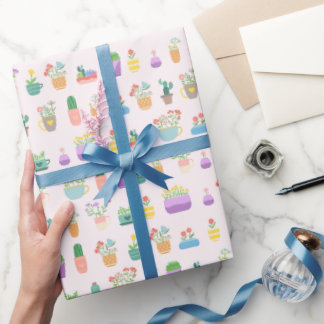 Blumen in Tassen  Geschenkpapier