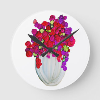 Blumen in Vase Runde Wanduhr