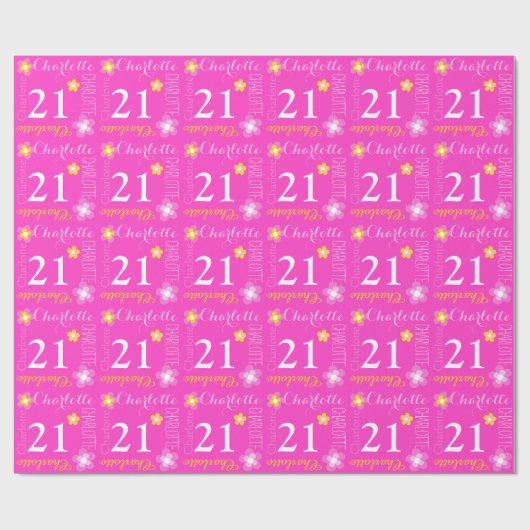 Blumen-individueller Name Charlotte Geschenkpapier (Flach)