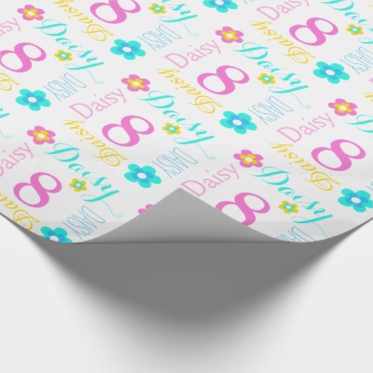 Blumen-individueller Name Gänseblümchenalter Geschenkpapier (Ecke)