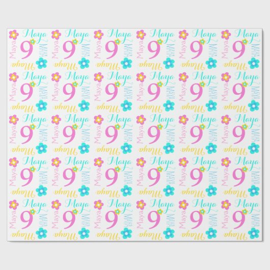 Blumen-individueller Name Maya scherzt Geschenkpapier (Flach)