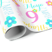 Blumen-individueller Name Maya scherzt Geschenkpapier (Rolleneckpunkt)