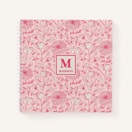 Blumen-Initialen Notizbuch Journal (Vorderseite)