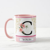 Blumen-Initialen-Tasse – Buchstabe C Monogramm | P Tasse (Links)