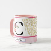 Blumen-Initialen-Tasse – Buchstabe C Monogramm | P Tasse (Vorderseite Links)