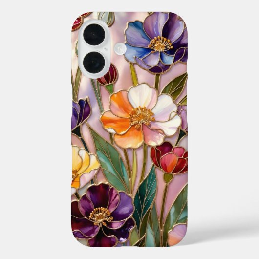 Blumen iPhone-Hülle Lila Orange Buntglas Case-Mate iPhone Hülle (Rückseite)
