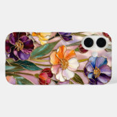 Blumen iPhone-Hülle Lila Orange Buntglas Case-Mate iPhone Hülle (Rückseite (Horizontal))