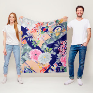 Blumen, Japanisches Design Fleecedecke