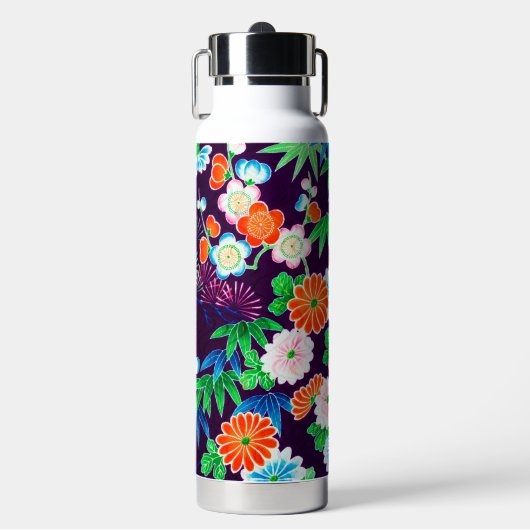 Blumen, japanisches Design Trinkflasche (Vorderseite)