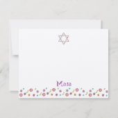Blumen-jüdischer Davidsstern Schläger Mitzvah Dankeskarte (Rückseite)