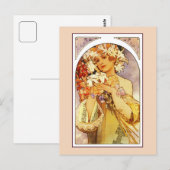 Blumen, Jugendstil Alphonse Alfons Mucha Postkarte (Vorne/Hinten)