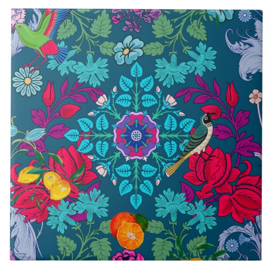 Blumen, Jugendstil, William-Morris-Stil Fliese (Vorderseite)