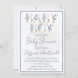 Blumen-Jungen-Baby-Shower-Einladung Einladung