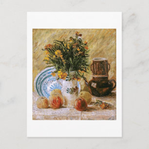 Blumen Kaffeekanne und Früchte Van Gogh Fine Art Postkarte